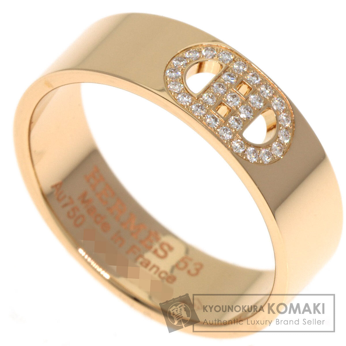 HERMES H Dunkle PM Diamond #53 Ring K18 Pink Gold Ladies [Used]