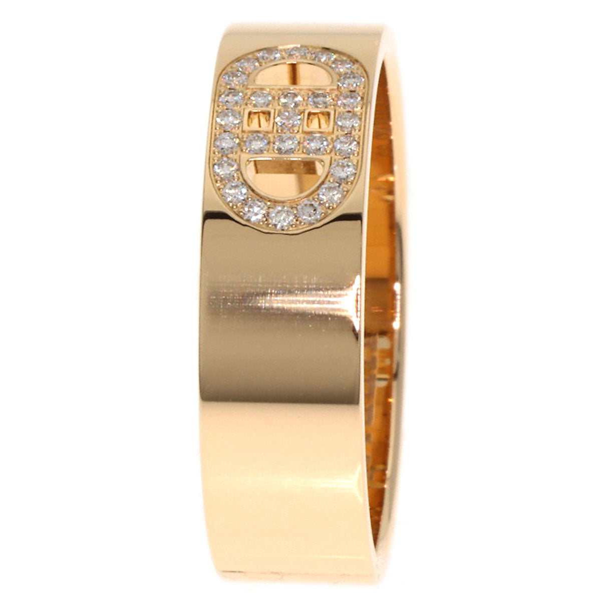 HERMES H Dunkle PM Diamond #53 Ring K18 Pink Gold Ladies [Used]