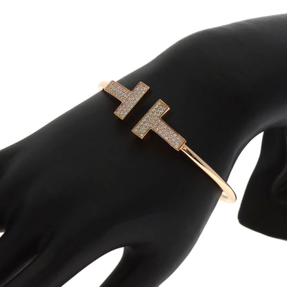 TIFFANY&Co. TWire Wide Large Bracelet K18 Pink Gold Ladies [Used]