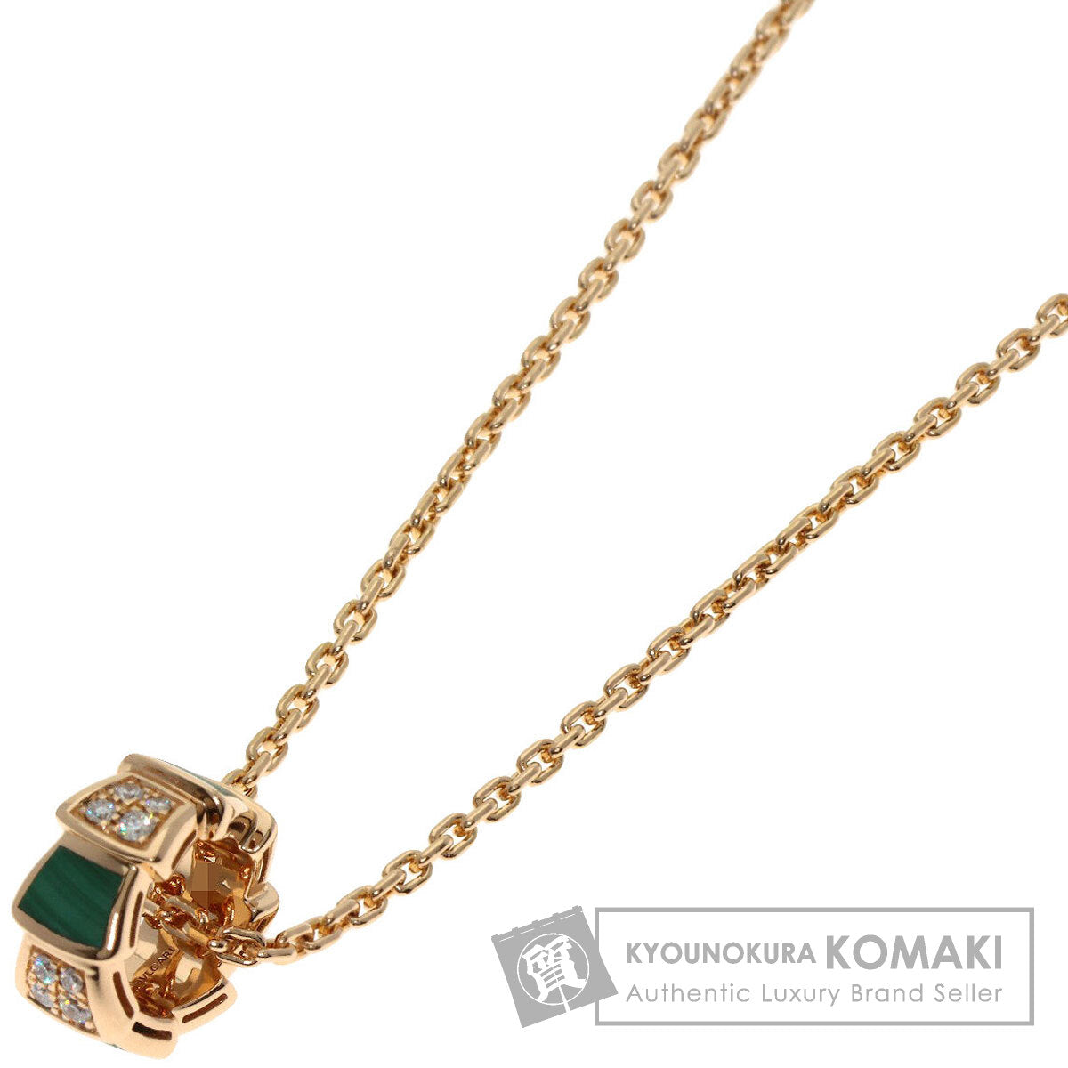 BVLGARI Serpenti Malachite Diamond Necklace K18 Pink Gold Ladies [Used]