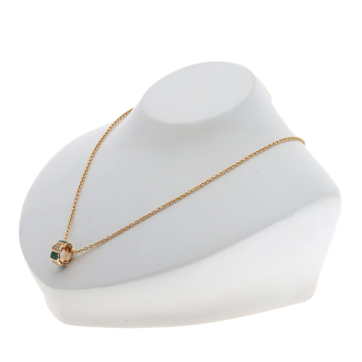 BVLGARI Serpenti Malachite Diamond Necklace K18 Pink Gold Ladies [Used]