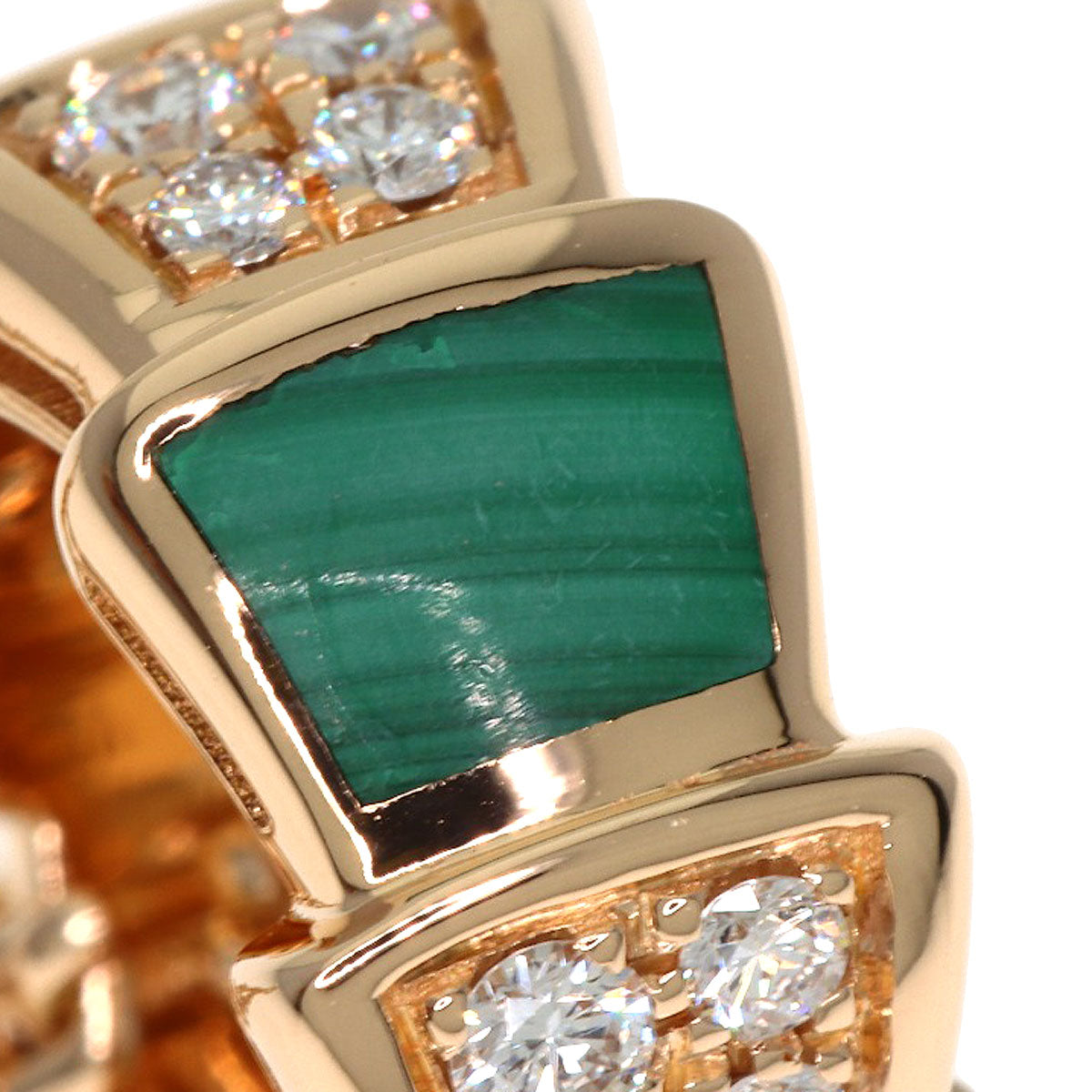 BVLGARI Serpenti Malachite Diamond Necklace K18 Pink Gold Ladies [Used]