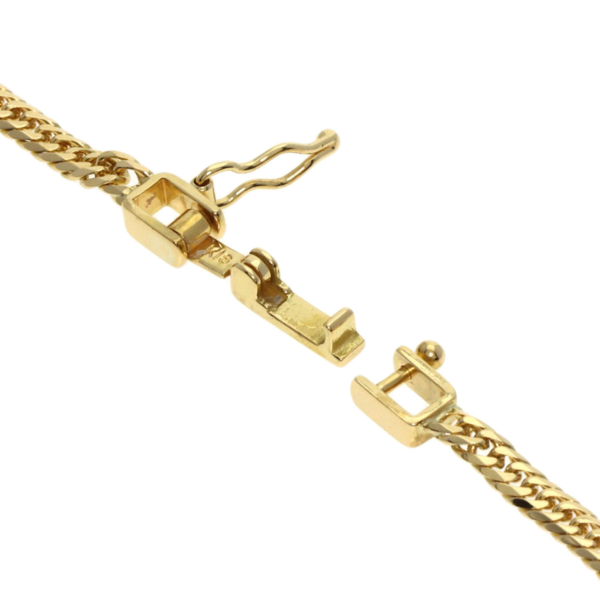 Curb chain Kihei W6 side Necklace K18 Yellow Gold 9.2g　Ladies