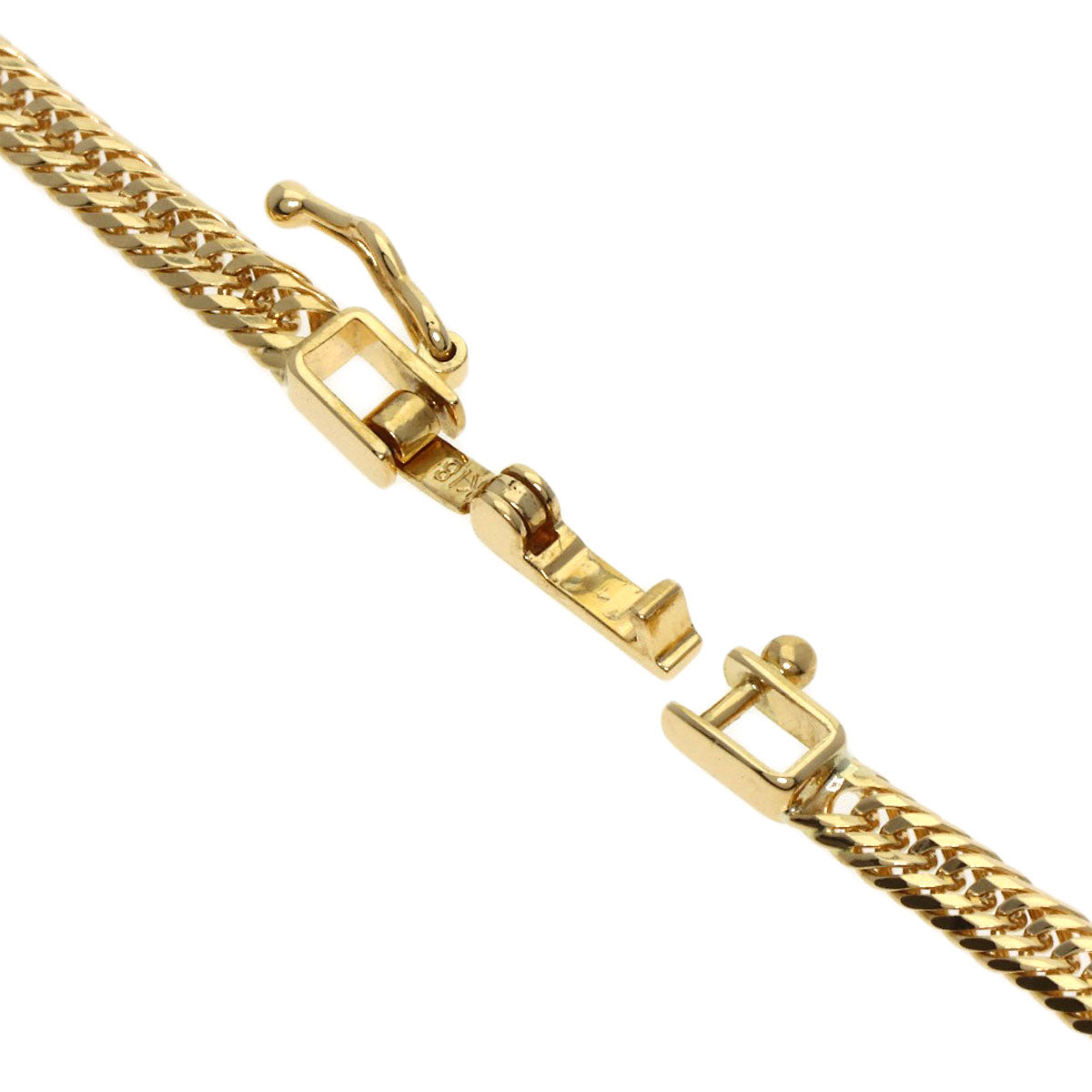 Curb chain Kihei W6 side Necklace K18 Yellow Gold 10.1g　Ladies