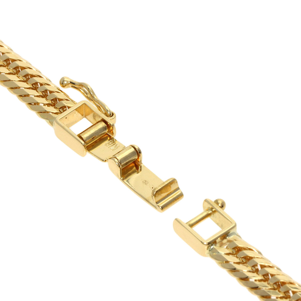 Curb chain Kihei W6 side Necklace K18 Yellow Gold 30.6g　Ladies