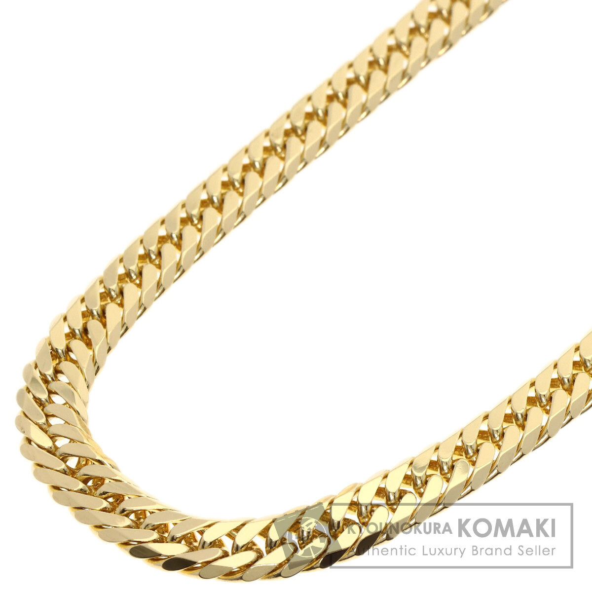 Curb chain Kihei 6 sides Necklace K18 Yellow Gold 50.9g　unisex