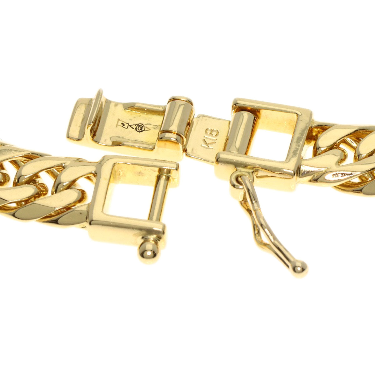 Curb chain Kihei 6 sides Necklace K18 Yellow Gold 50.9g　unisex