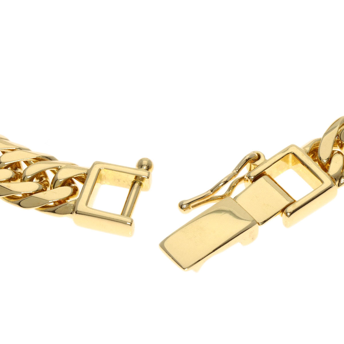 Curb chain Kihei 6 sides Necklace K18 Yellow Gold 50.9g　unisex