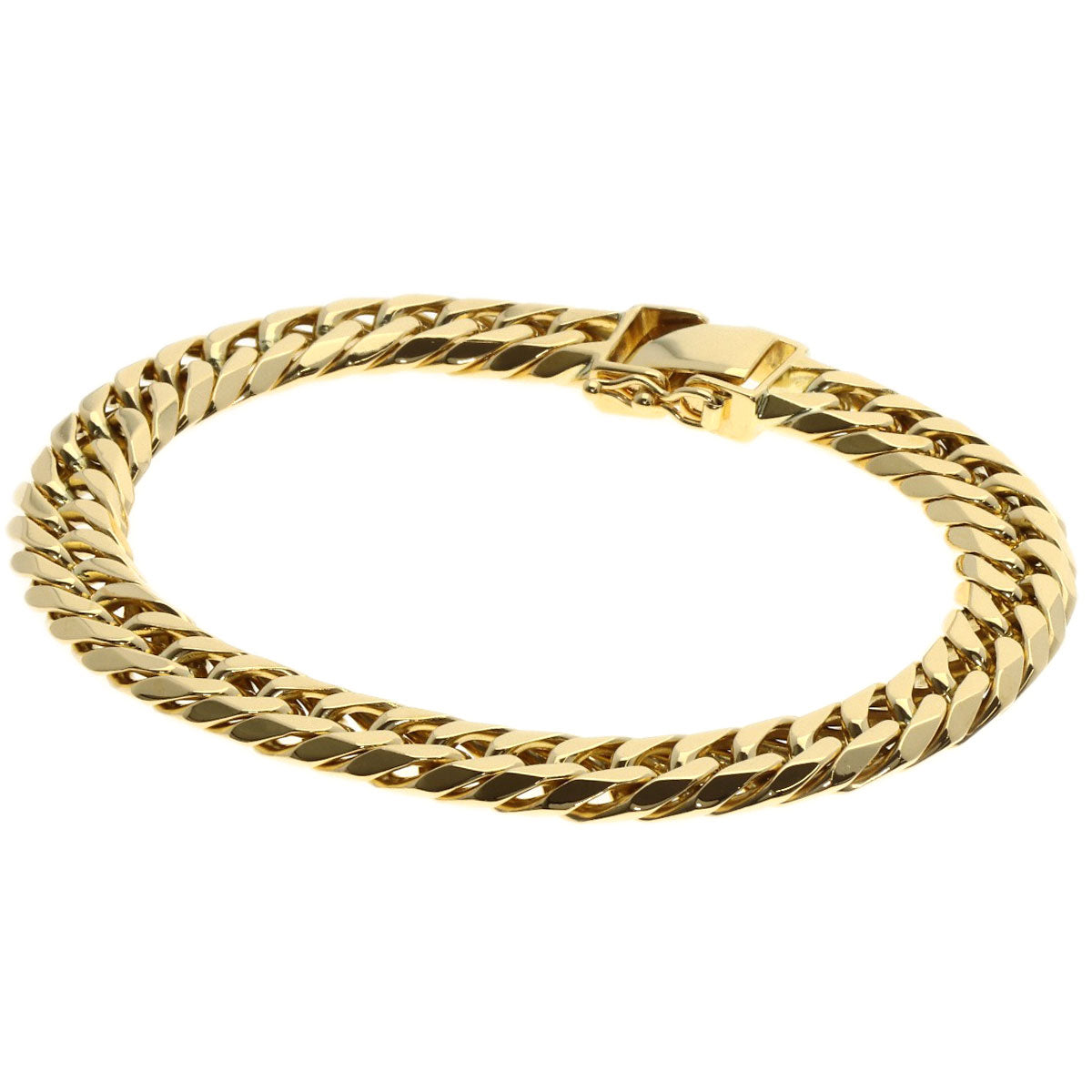 Curb chain Kihei 6 sides Bracelet K18 Yellow Gold 49.6g　unisex
