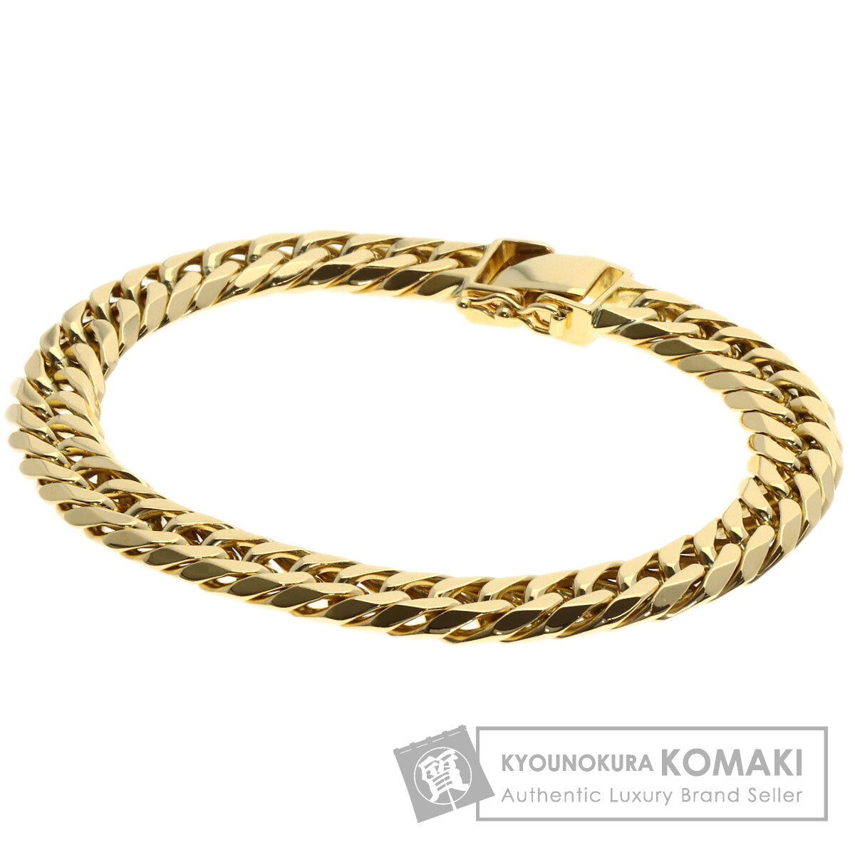 Curb chain Kihei 6 sides Bracelet K18 Yellow Gold 49.6g　unisex
