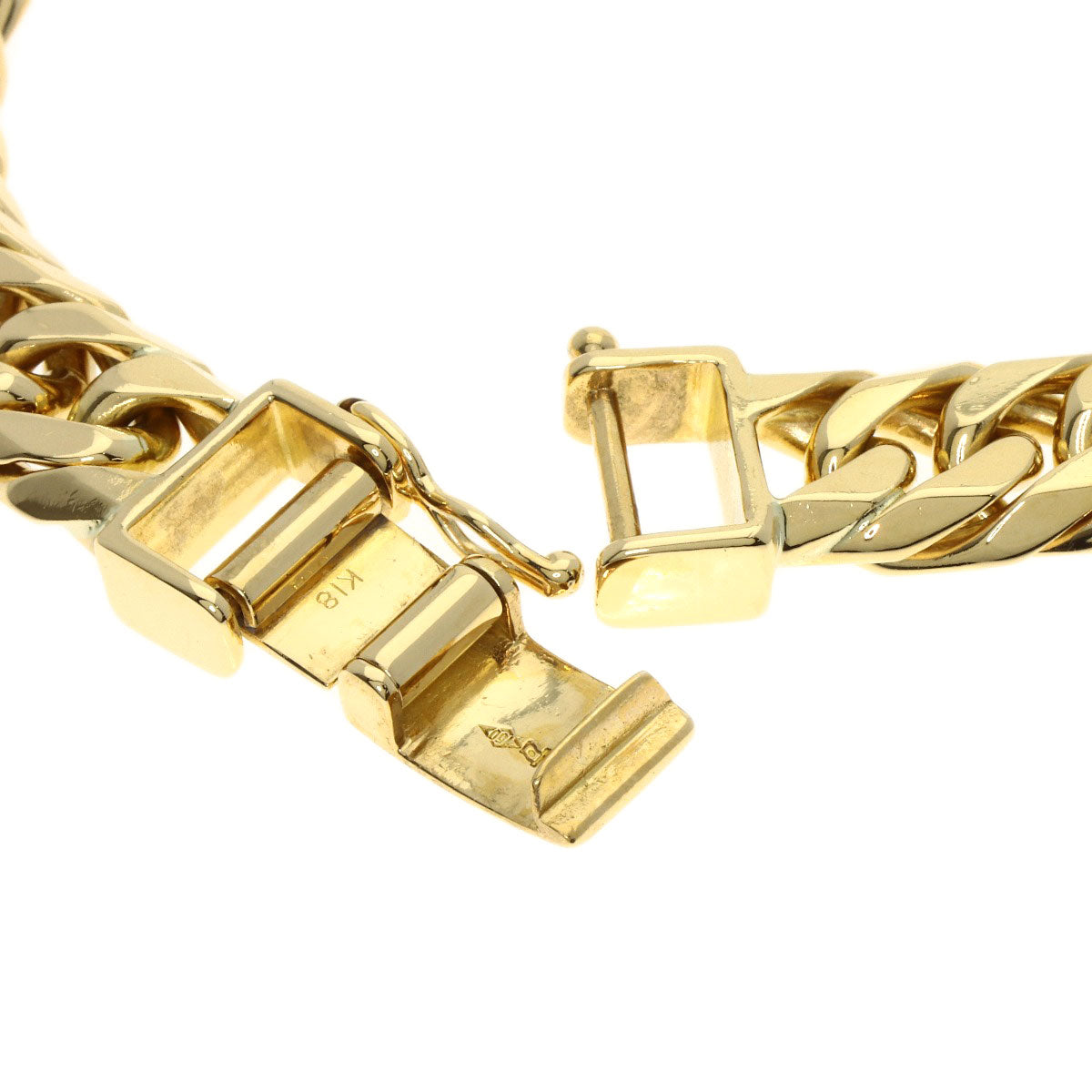 Curb chain Kihei 6 sides Bracelet K18 Yellow Gold 49.6g　unisex