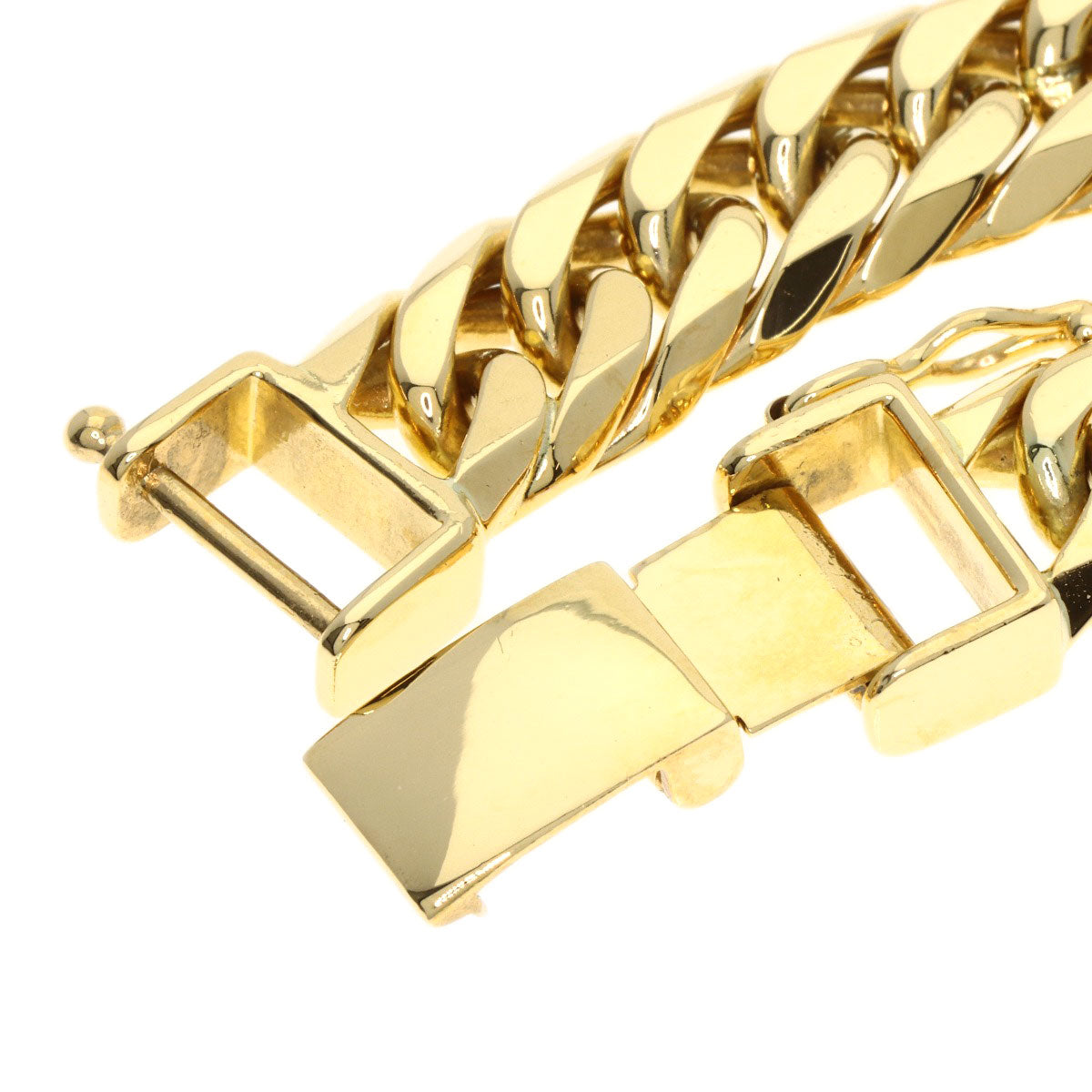 Curb chain Kihei 6 sides Bracelet K18 Yellow Gold 49.6g　unisex