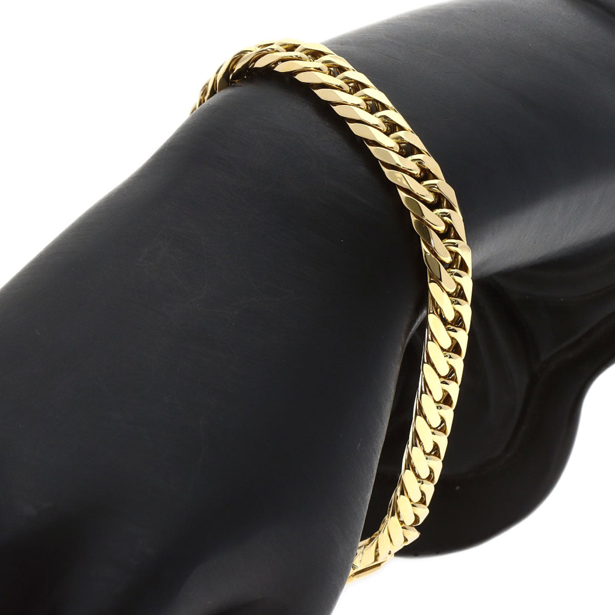 Curb chain Kihei 6 sides Bracelet K18 Yellow Gold 49.6g　unisex