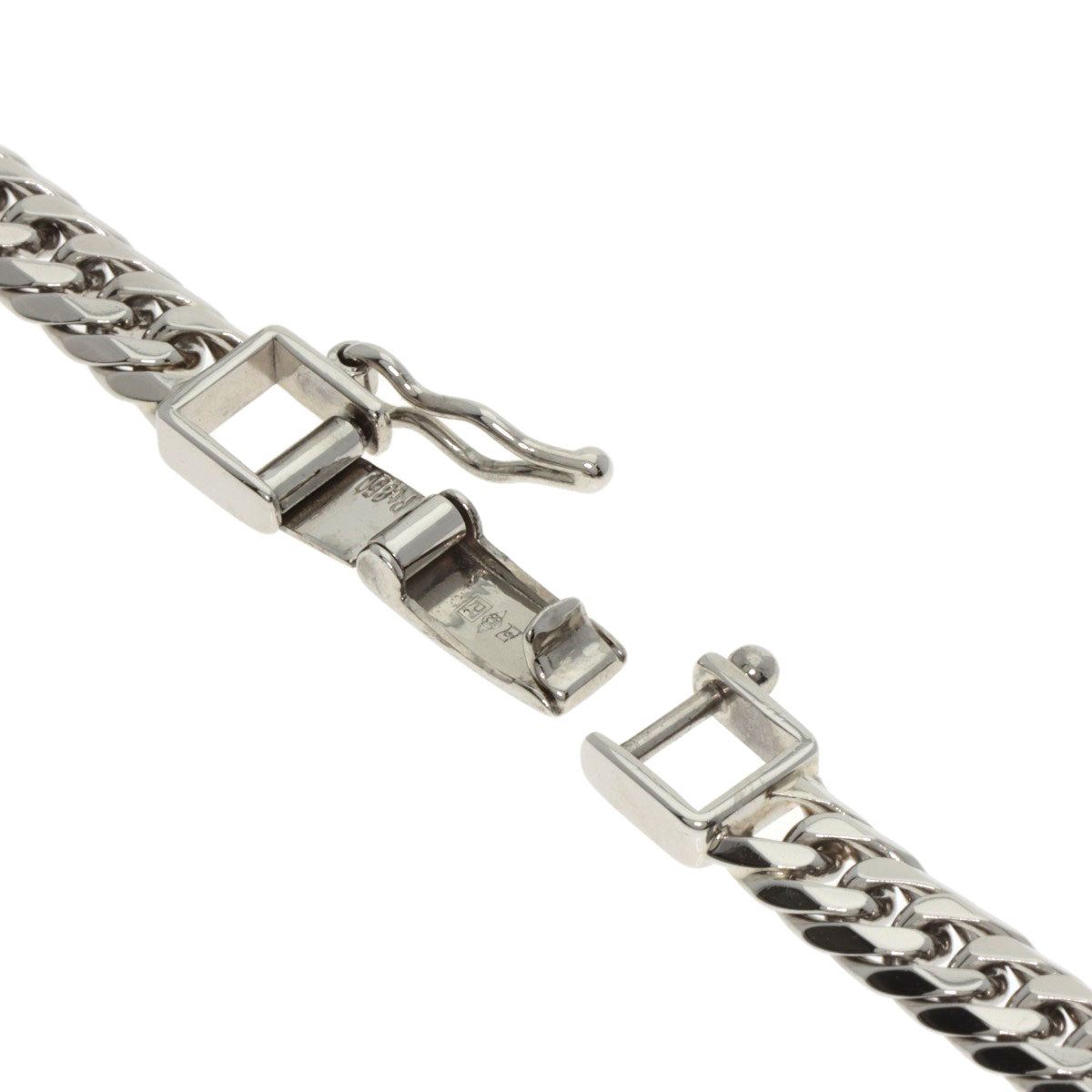 Curb chain Kihei 6 sides Bracelet Platinum PT850 24.8g　mens