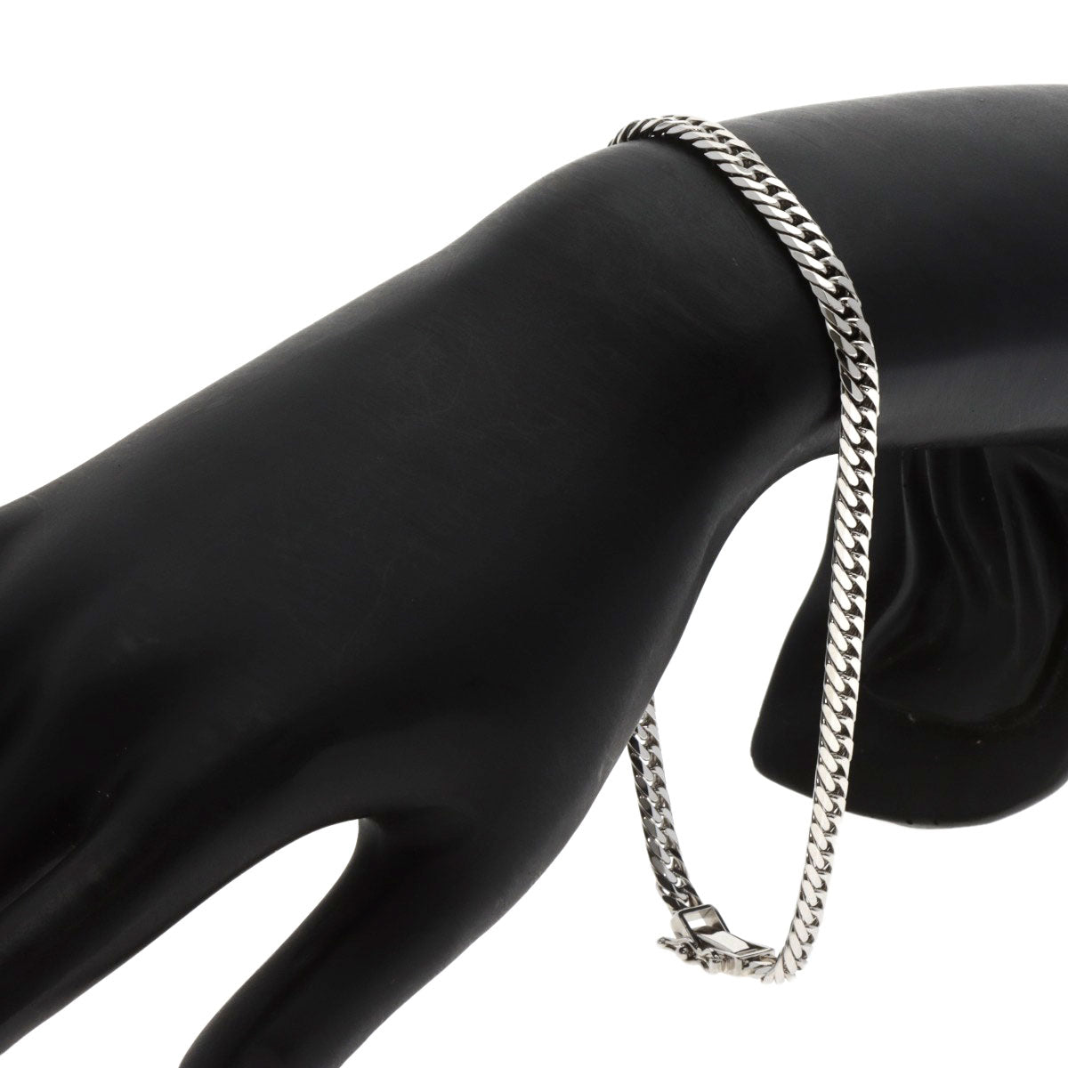 Curb chain Kihei 6 sides Bracelet Platinum PT850 24.8g　mens
