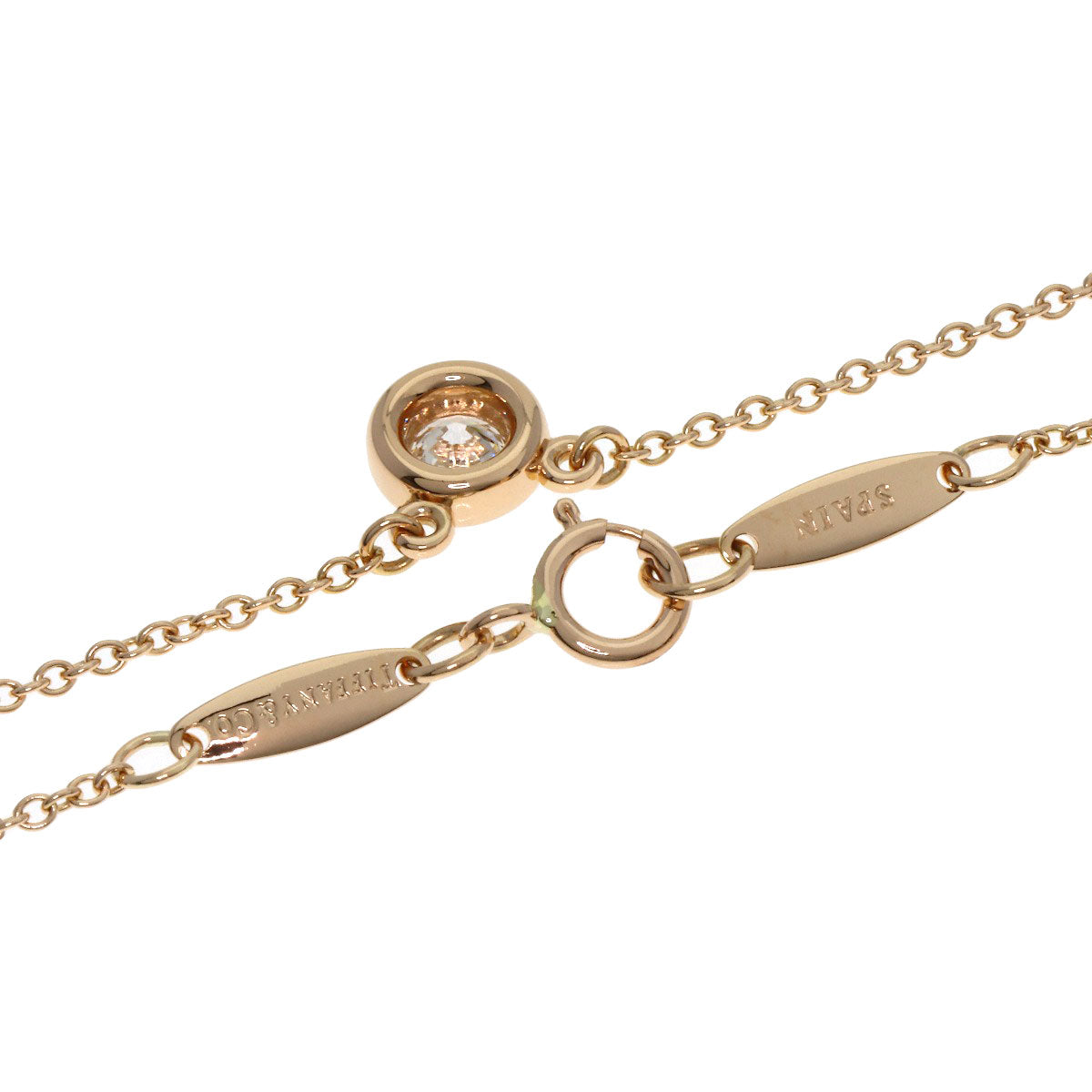 TIFFANY&Co. By The Yard 1P Diamond Necklace K18 Pink Gold Ladies [Used]