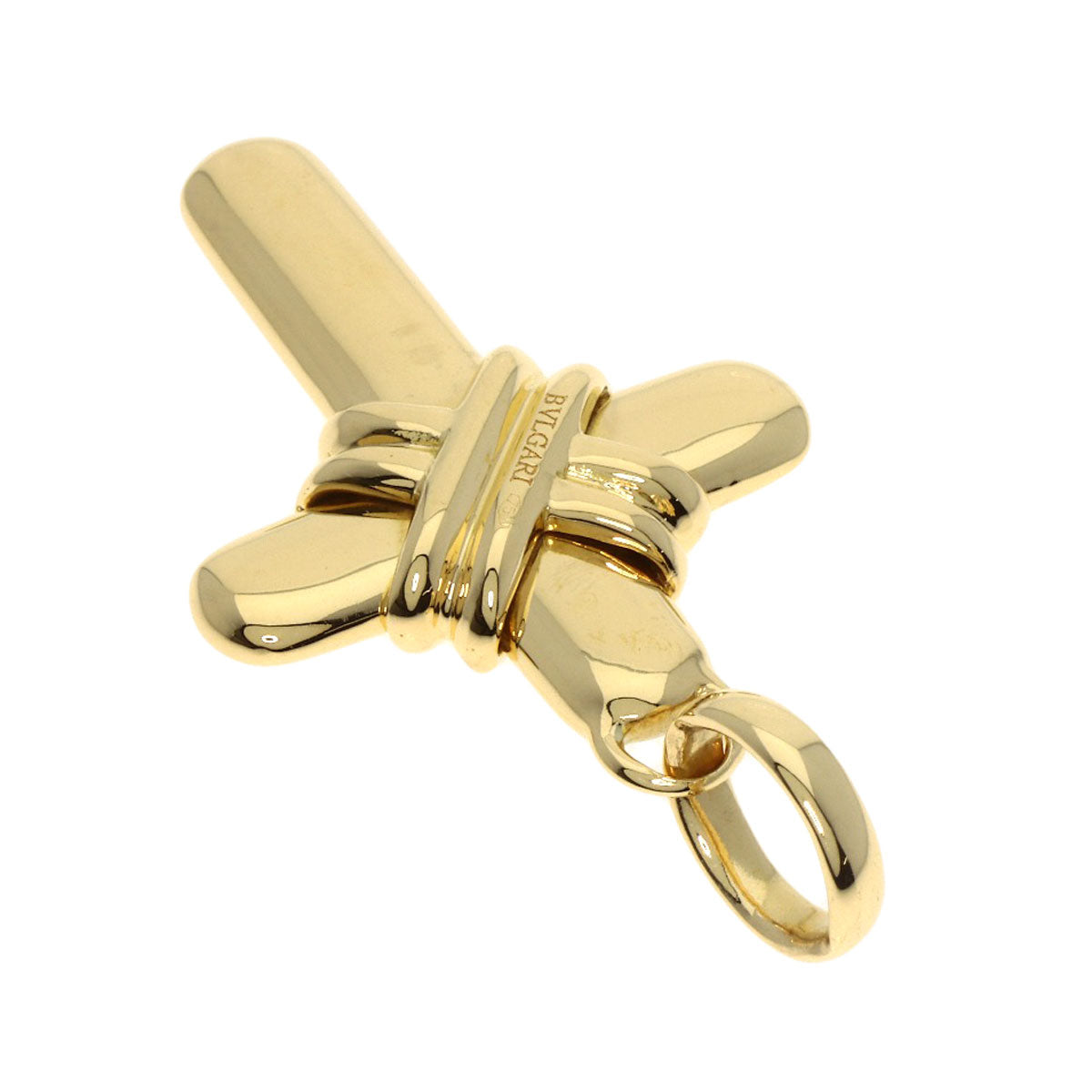 BVLGARI Latin Cross Pendant top K18 Yellow Gold Ladies [Used]