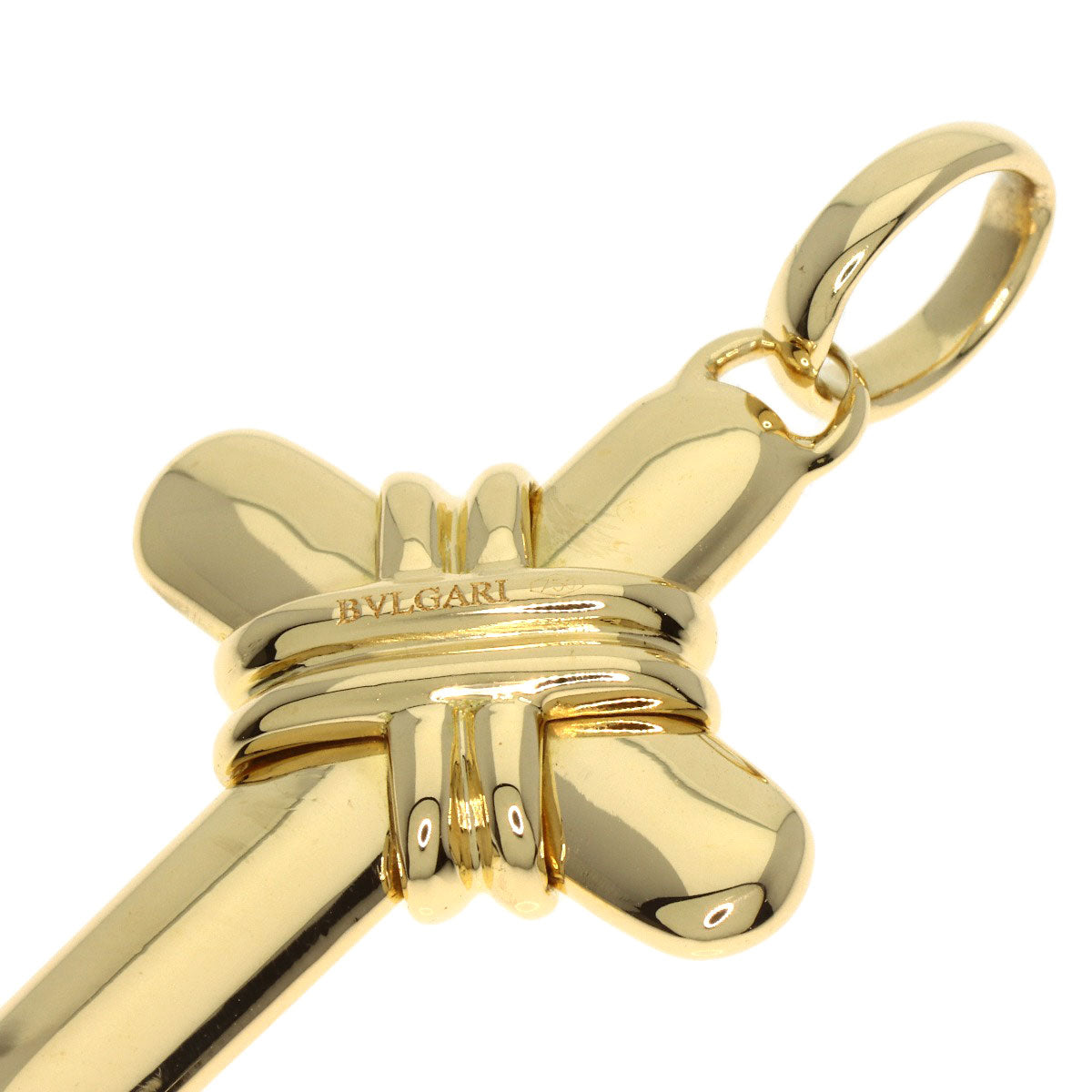 BVLGARI Latin Cross Pendant top K18 Yellow Gold Ladies [Used]