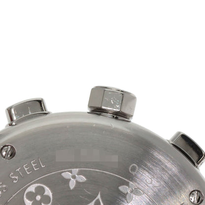 LOUIS VUITTON Tambour chronograph Watches Q1321 Stainless Steel/Leather Ladies