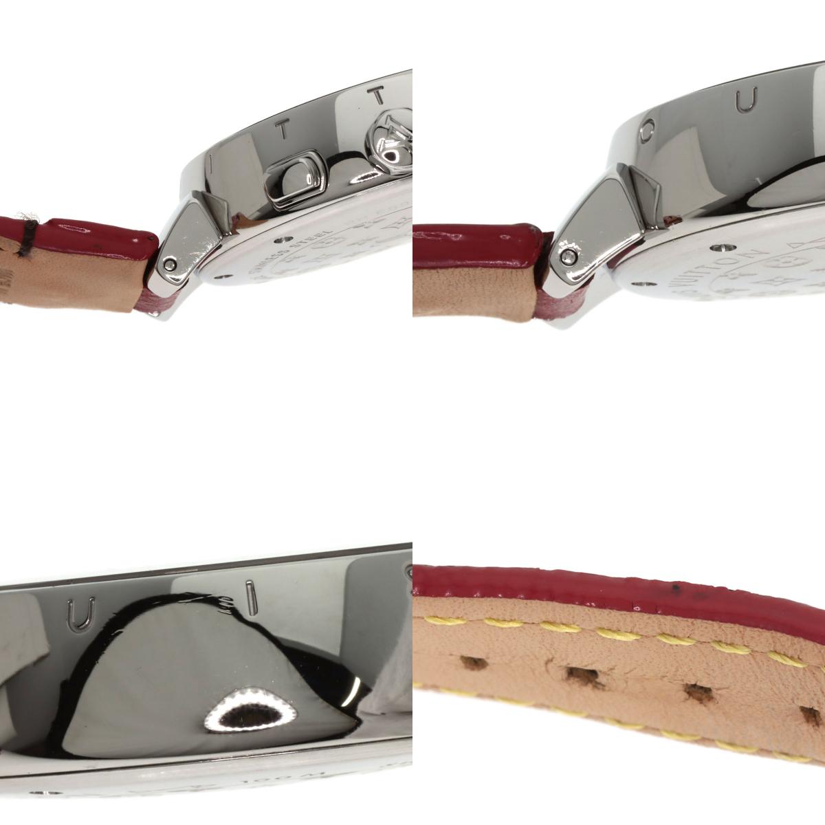 LOUIS VUITTON Tambour chronograph Watches Q1321 Stainless Steel/Leather Ladies