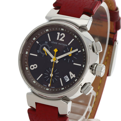 LOUIS VUITTON Tambour chronograph Watches Q1321 Stainless Steel/Leather Ladies