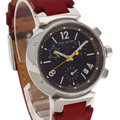 LOUIS VUITTON Tambour chronograph Watches Q1321 Stainless Steel/Leather Ladies