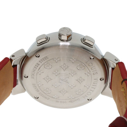 LOUIS VUITTON Tambour chronograph Watches Q1321 Stainless Steel/Leather Ladies