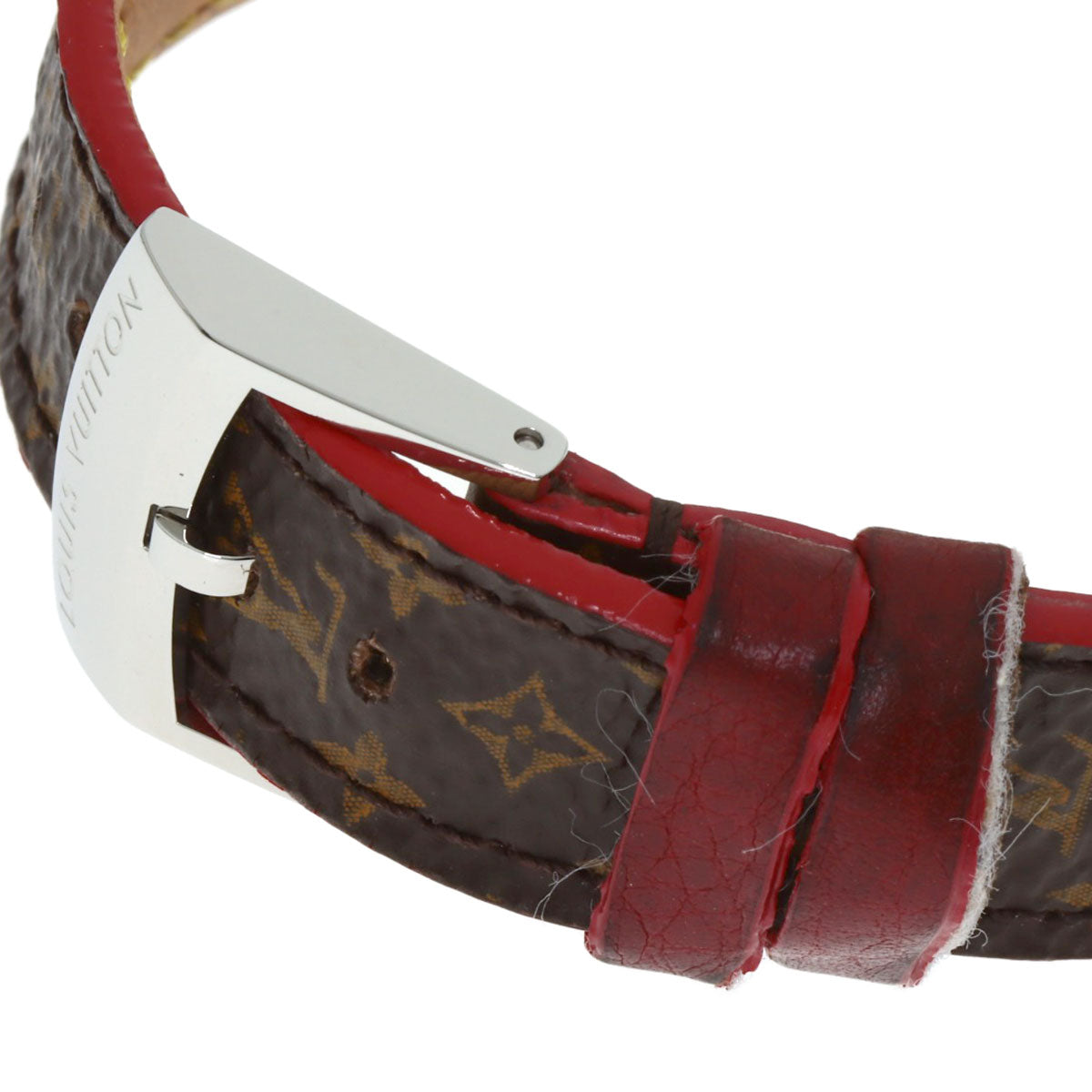 LOUIS VUITTON Tambour chronograph Watches Q1321 Stainless Steel/Leather Ladies