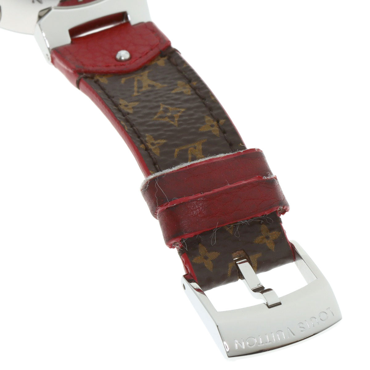 LOUIS VUITTON Tambour chronograph Watches Q1321 Stainless Steel/Leather Ladies