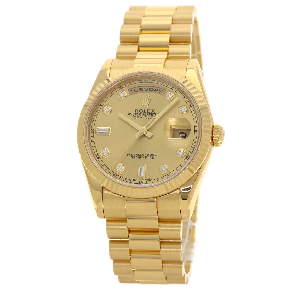 ROLEX Day Date 10P Diamond Watches 118238A K18 Yellow Gold/18K Yellow Gold mens
