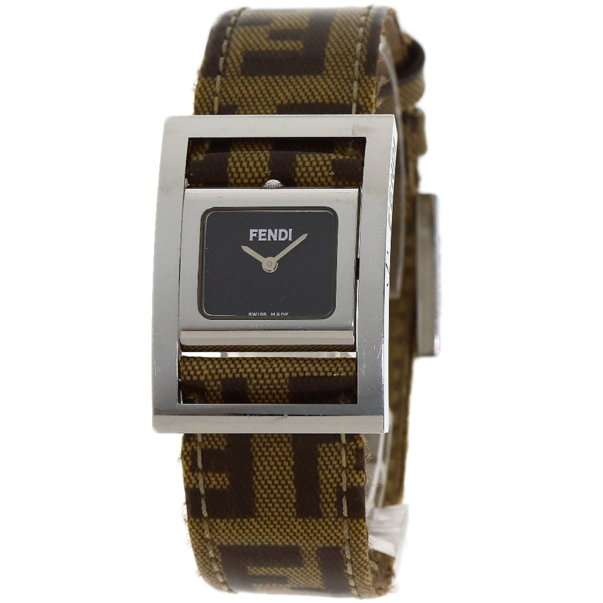 FENDI Gyro Zucca pattern Watches Stainless Steel/Coating canvasxLeather Ladies