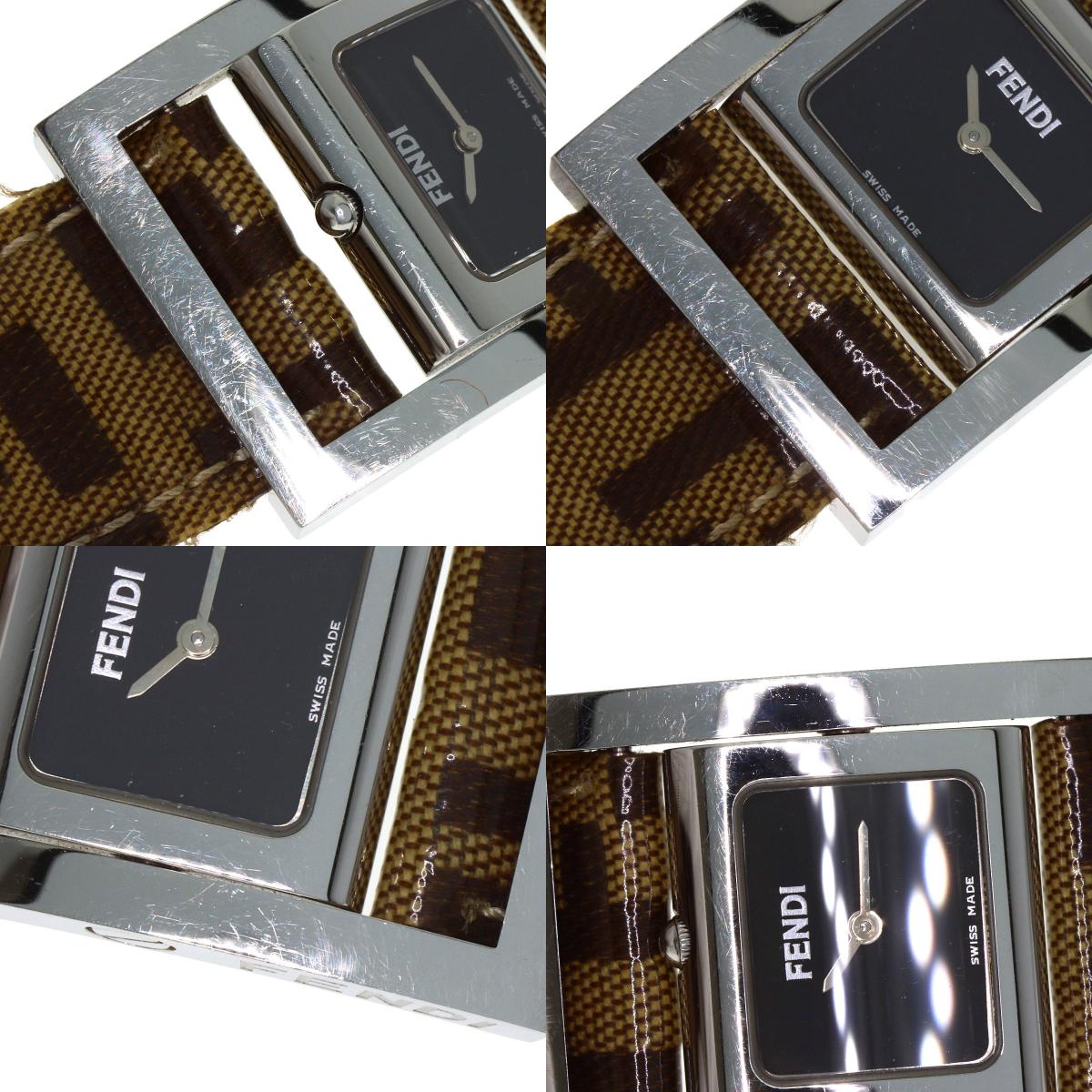 FENDI Gyro Zucca pattern Watches Stainless Steel/Coating canvasxLeather Ladies