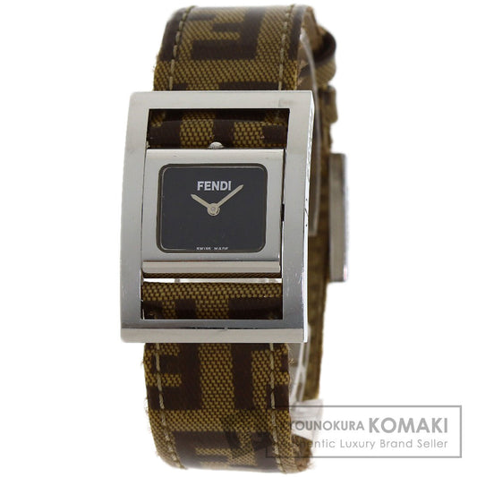 FENDI Gyro Zucca pattern Watches Stainless Steel/Coating canvasxLeather Ladies