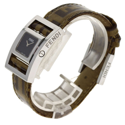 FENDI Gyro Zucca pattern Watches Stainless Steel/Coating canvasxLeather Ladies