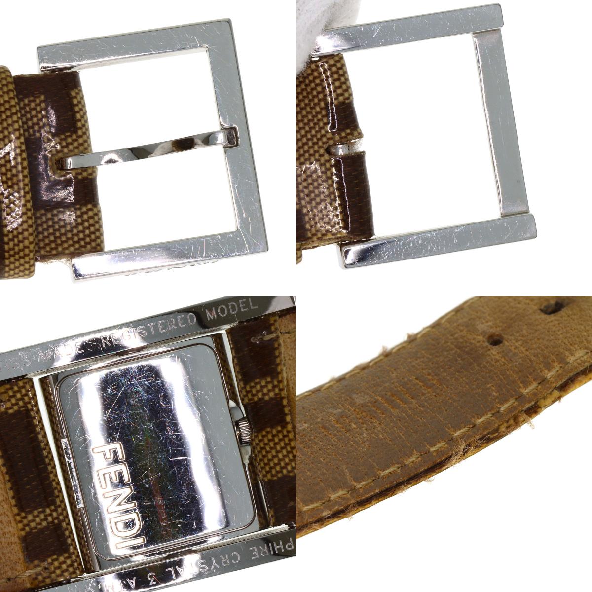FENDI Gyro Zucca pattern Watches Stainless Steel/Coating canvasxLeather Ladies