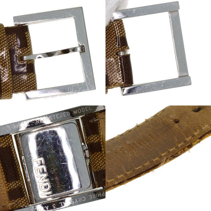 FENDI Gyro Zucca pattern Watches Stainless Steel/Coating canvasxLeather Ladies