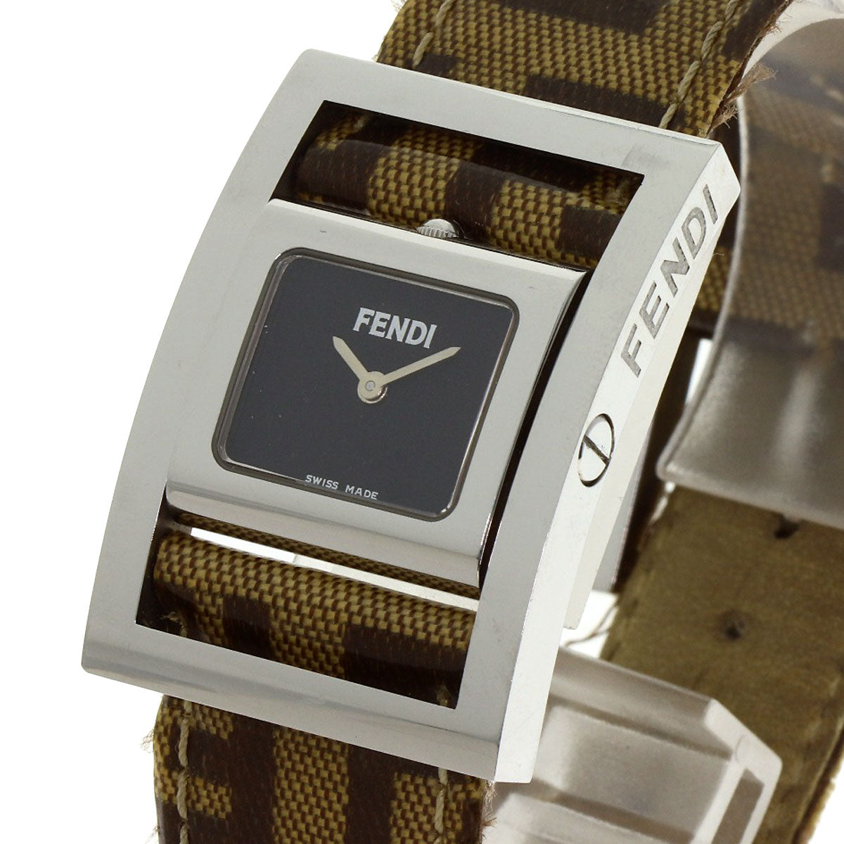 FENDI Gyro Zucca pattern Watches Stainless Steel/Coating canvasxLeather Ladies