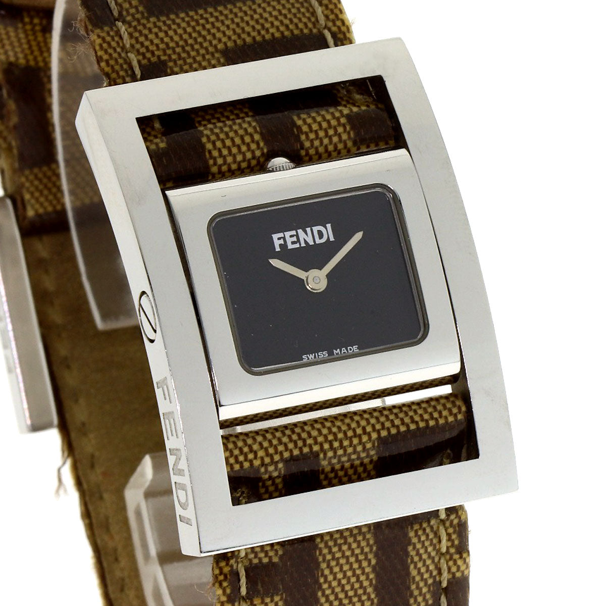 FENDI Gyro Zucca pattern Watches Stainless Steel/Coating canvasxLeather Ladies