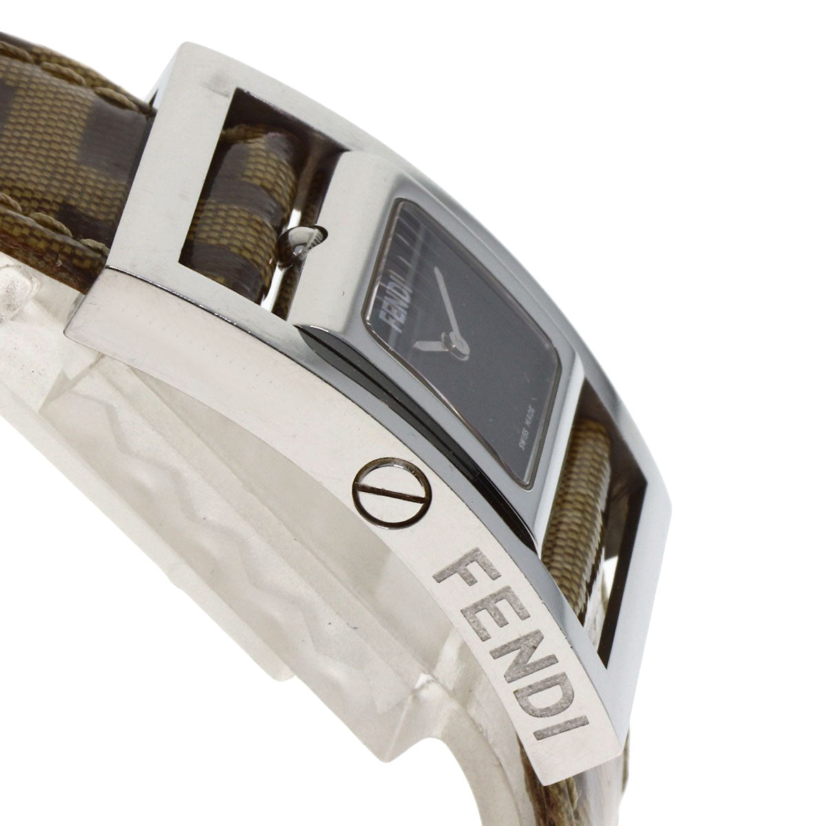 FENDI Gyro Zucca pattern Watches Stainless Steel/Coating canvasxLeather Ladies