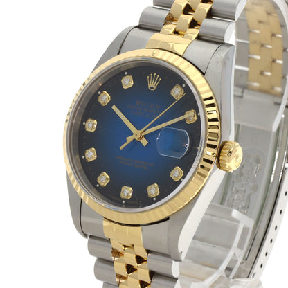 ROLEX Datejust 10P Diamond Blue Gradation Watches 16233G Stainless Steel/SSxK18YG mens