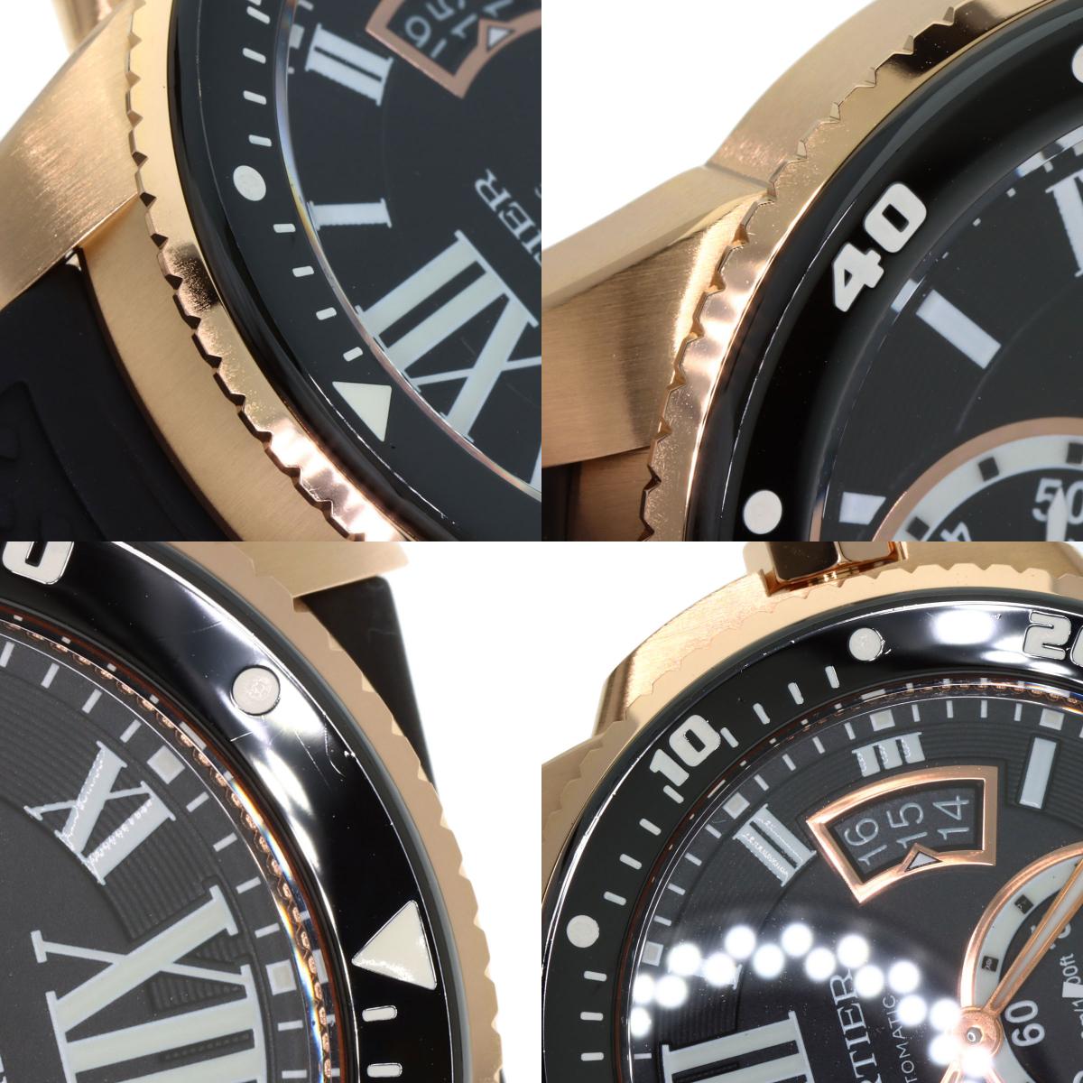 CARTIER Calibur-de-Cartier diver Watches W7100052 K18 Pink Gold/Rubber mens