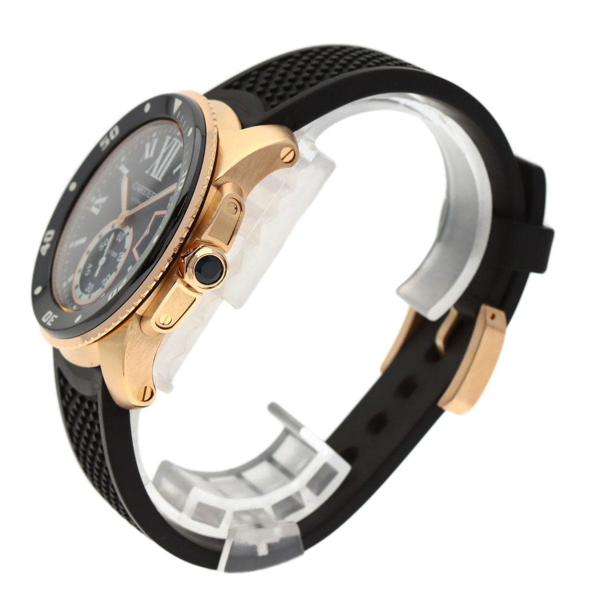 CARTIER Calibur-de-Cartier diver Watches W7100052 K18 Pink Gold/Rubber mens