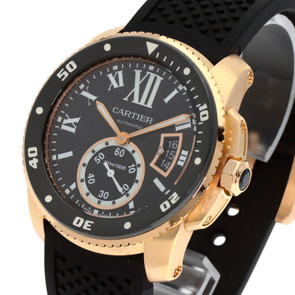 CARTIER Calibur-de-Cartier diver Watches W7100052 K18 Pink Gold/Rubber mens