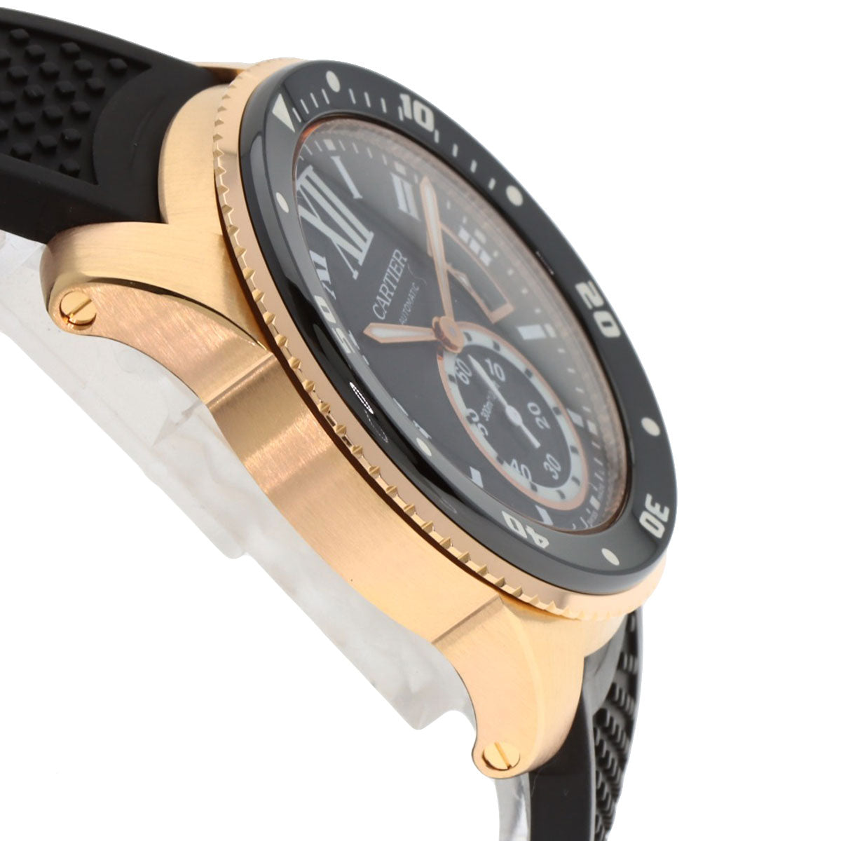 CARTIER Calibur-de-Cartier diver Watches W7100052 K18 Pink Gold/Rubber mens