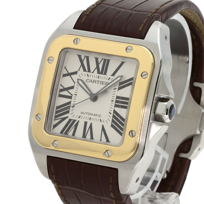CARTIER Santos 100 LM Watches W20072X7 Stainless Steel/Leather mens