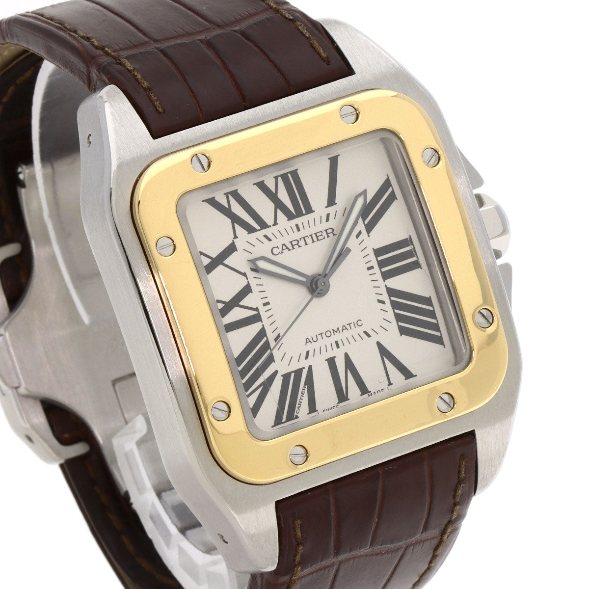 CARTIER Santos 100 LM Watches W20072X7 Stainless Steel/Leather mens