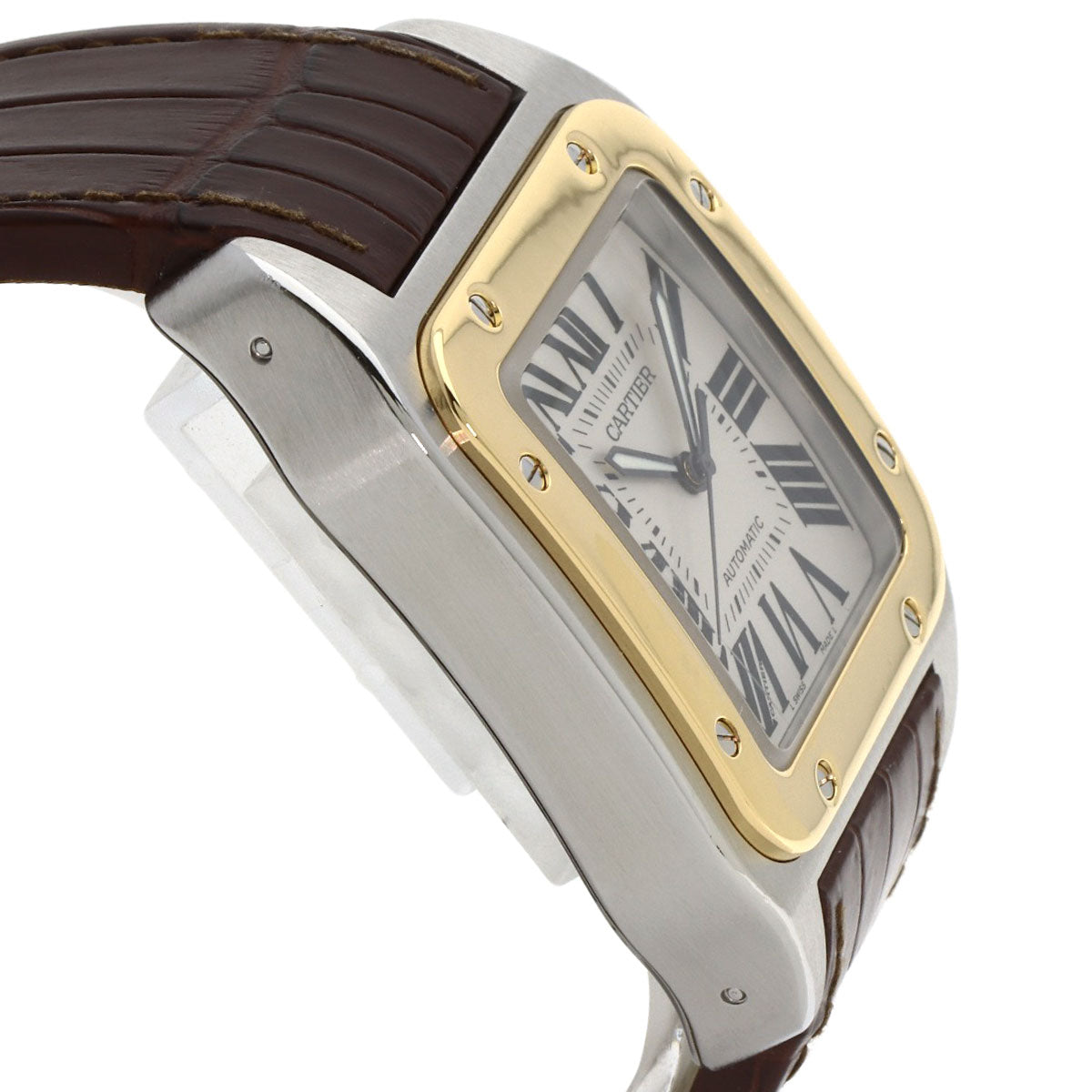 CARTIER Santos 100 LM Watches W20072X7 Stainless Steel/Leather mens