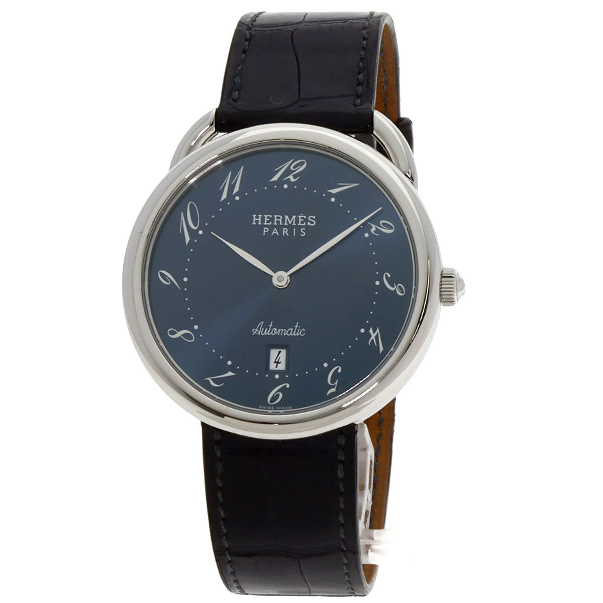 HERMES Arceau Watches AR4.810 Stainless Steel/Leather mens