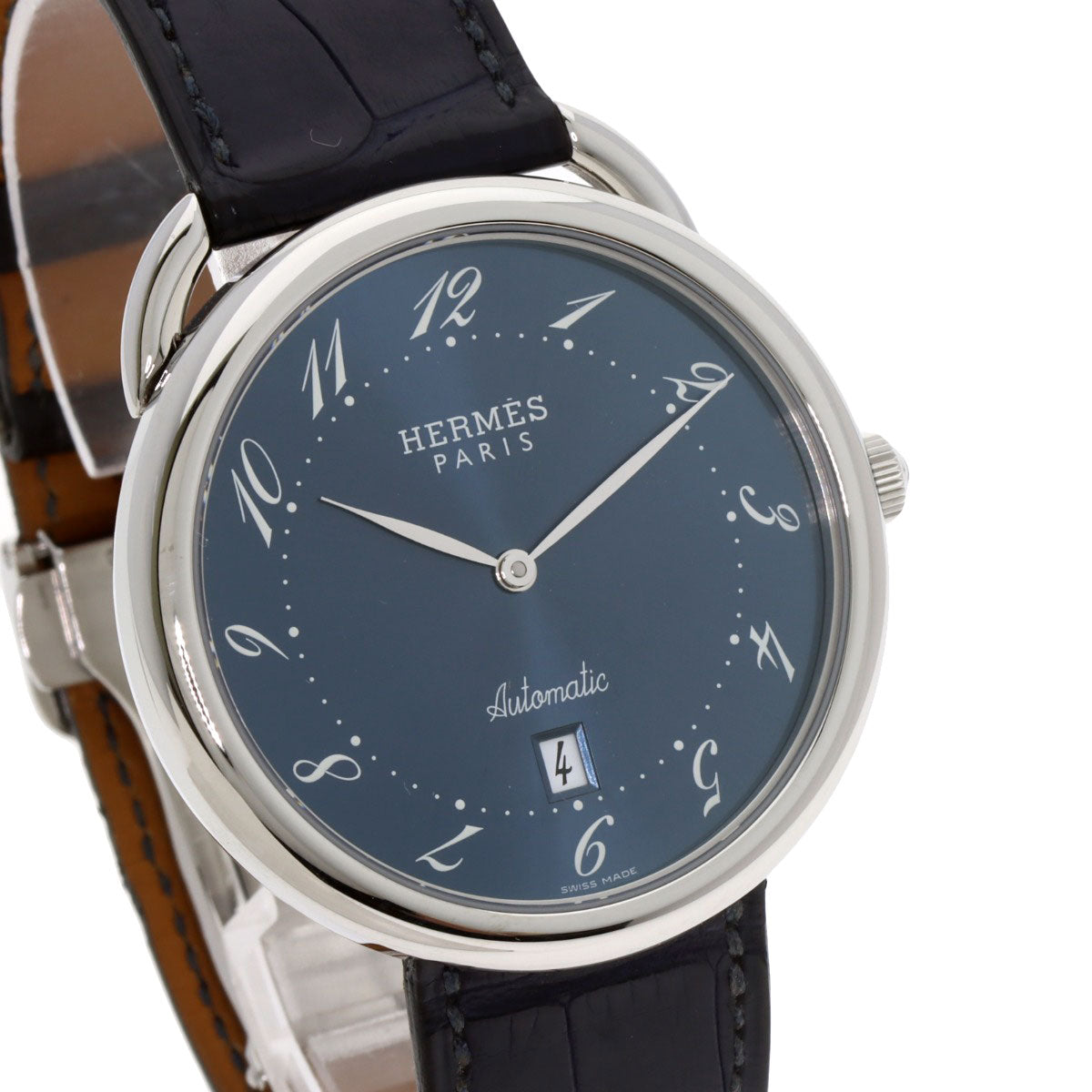 HERMES Arceau Watches AR4.810 Stainless Steel/Leather mens