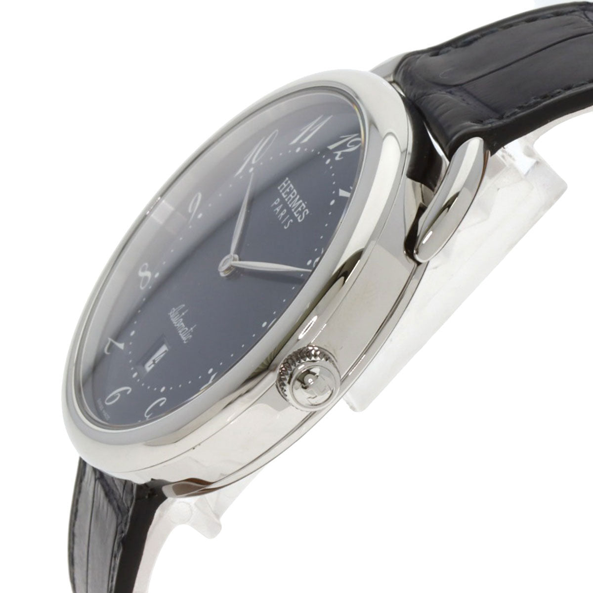 HERMES Arceau Watches AR4.810 Stainless Steel/Leather mens